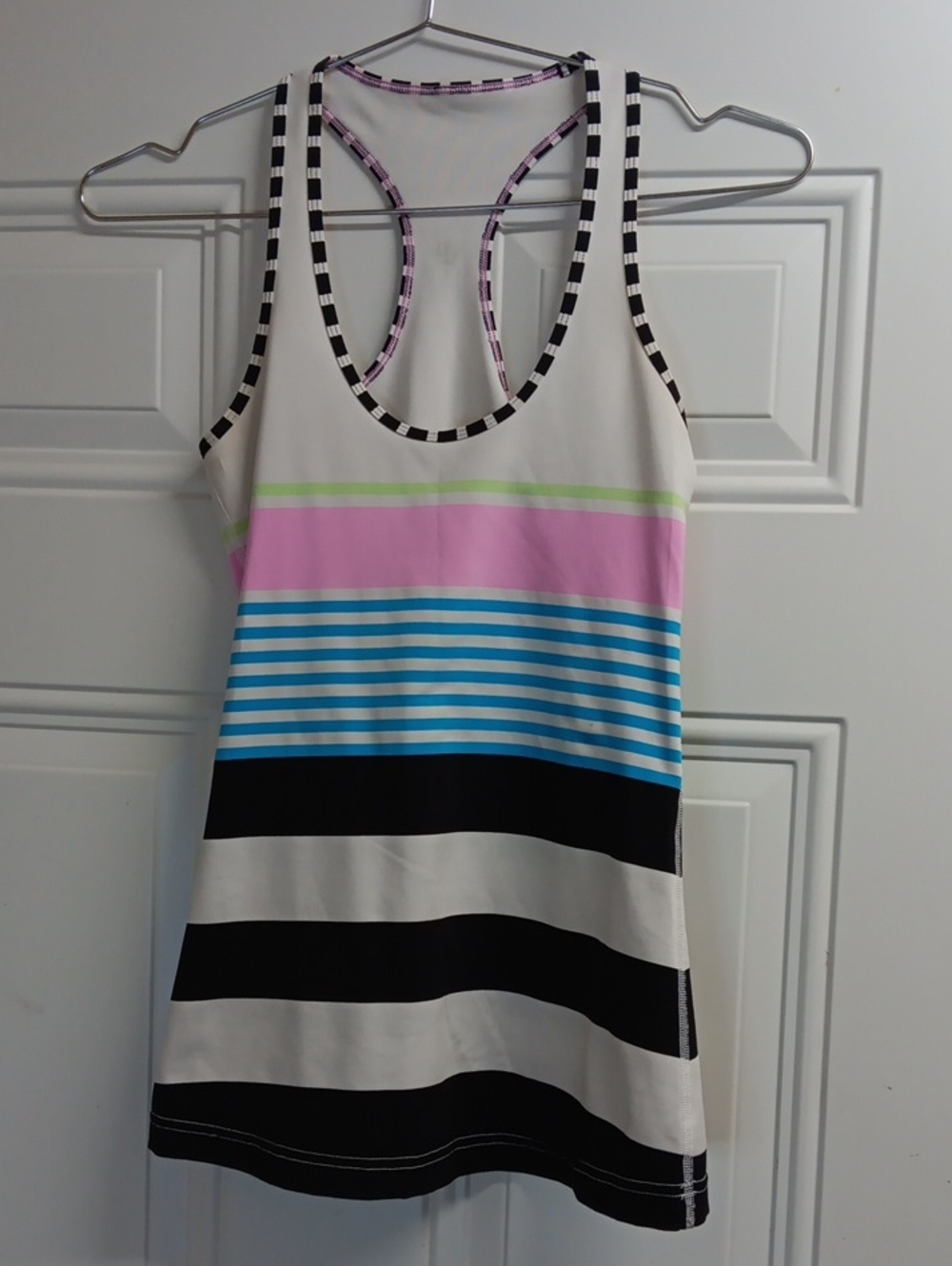 lululemon athletica White Tank with Black Striped Trim